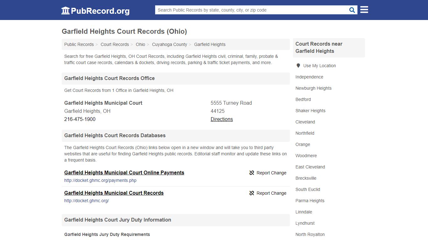 Free Garfield Heights Court Records (Ohio Court Records)