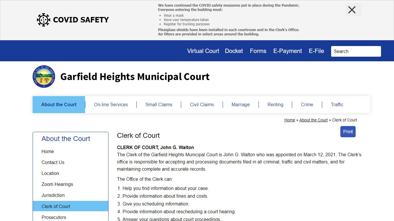 Clerk of Court | Garfield Heights Municipal Court