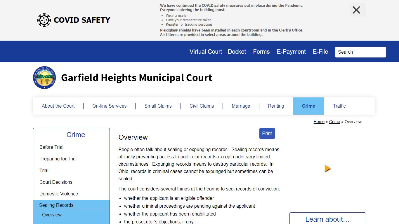 Overview | Garfield Heights Municipal Court
