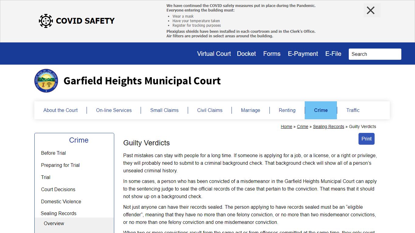 Guilty Verdicts | Garfield Heights Municipal Court