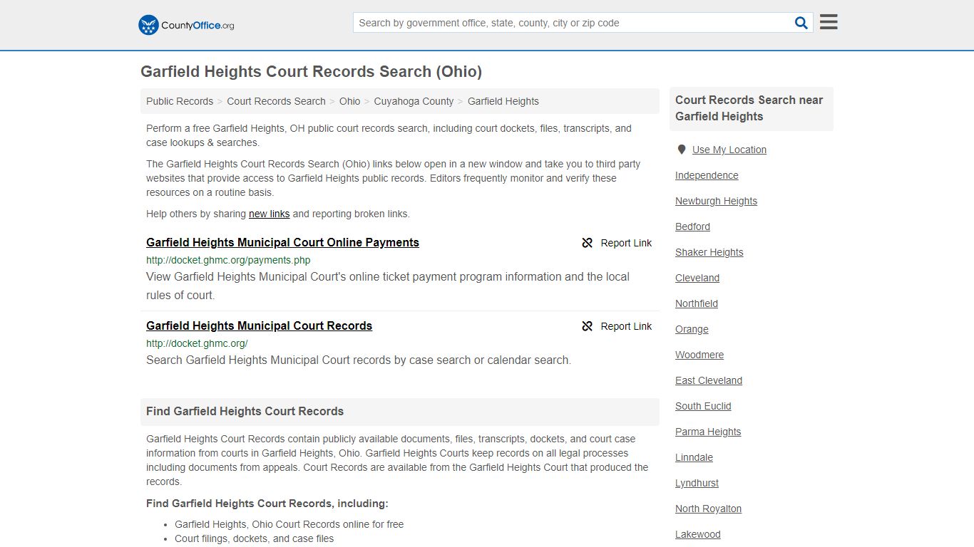Court Records Search - Garfield Heights, OH (Adoptions ...